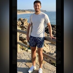 Patagonia Navy and Mint Patterned Shorts